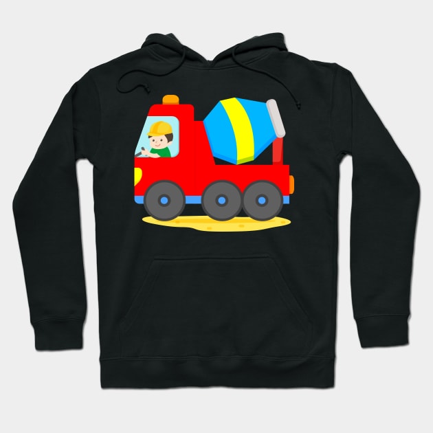 Concrete Truck Cement Mixer Construction Vehicle Boy Hoodie by samshirts